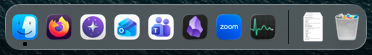 A MacOS task bar, including Finder, Firefox, Orion Browser, Outlook, Teams, Obsidian, Zoom and Activity Monitor.